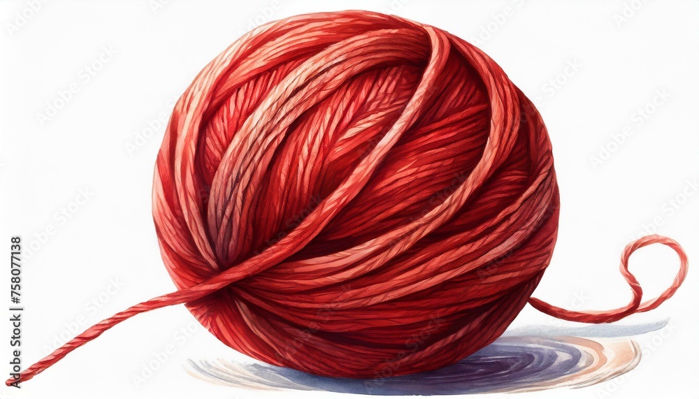 red ball of yarn isolated on white background, cutout red ball of yarn isolated on white background, cutout