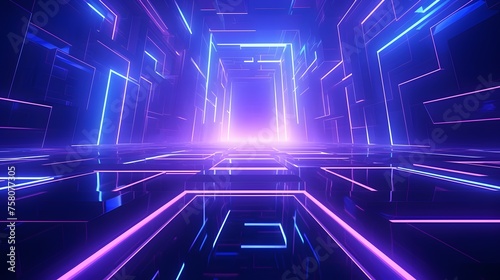 3d rendering of purple and blue abstract geometric background. Scene for advertising  technology  showcase  banner  game  sport  cosmetic  business  metaverse. Sci-Fi Illustration. Product display