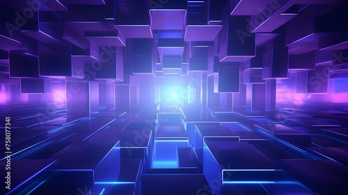 3d rendering of purple and blue abstract geometric background. Scene for advertising  technology  showcase  banner  game  sport  cosmetic  business  metaverse. Sci-Fi Illustration. Product display