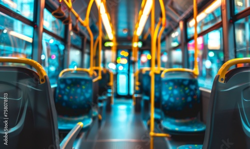 Empty interior of a modern city bus,