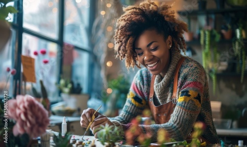 Woman immersed in a DIY project showing off her skills and passion for the craft