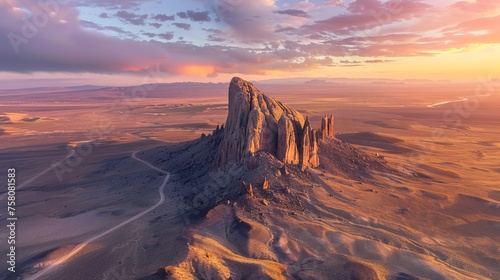 Iconic shiprock: majestic landscape of new mexico's southwestern desert photo