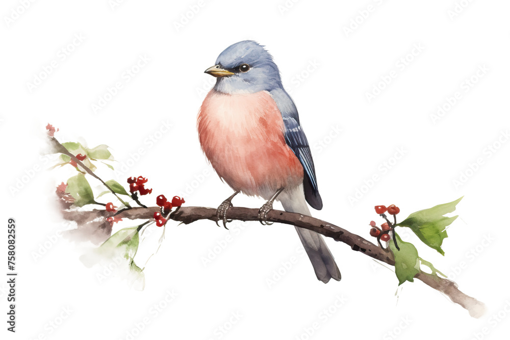 Watercolor Bird 4 painting branch
