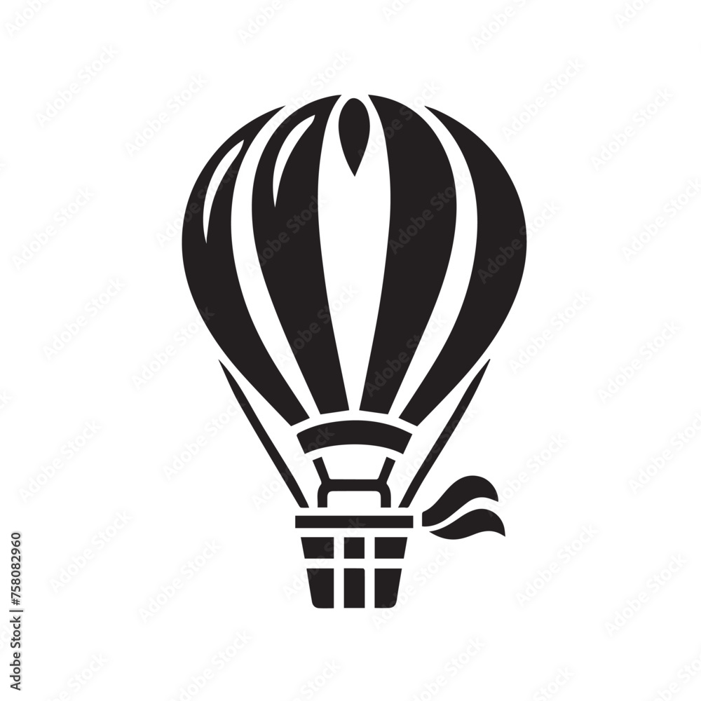 hot air balloon silhouettes and icons isolated on white background hot air balloon silhouettes and icons isolated on white background