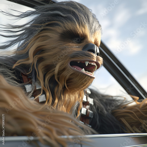 Wookiee Driving a Car generative ai