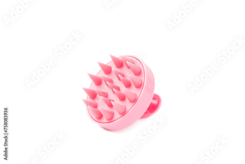 Scalp massage brush isolated on white background. Brush for hair growth stimulating brush. Hair massage. stimulating brush. Hair care, head relaxation.