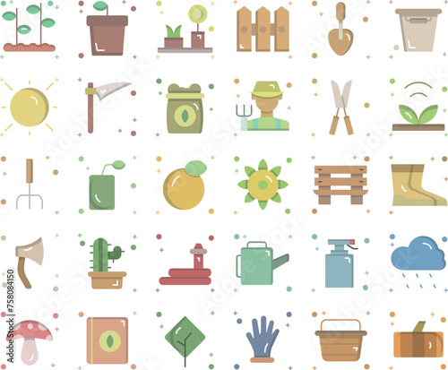 Gardening icon set