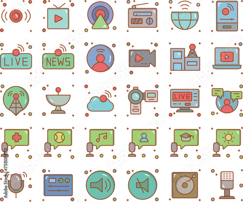 Podcast icon set