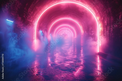 A neon glow envelops the frontier where mind surpasses matter © Phawika