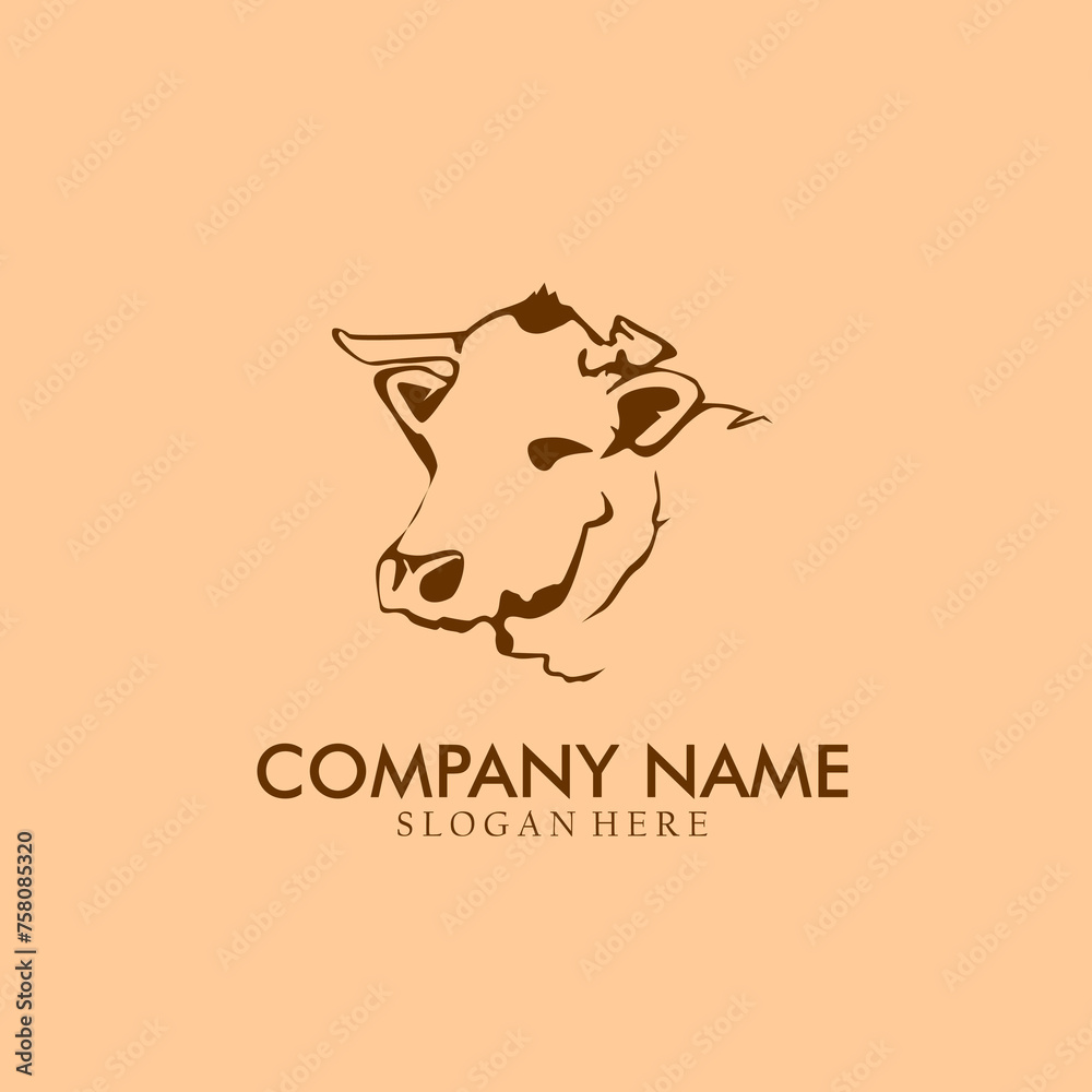 Cow head silhouette logo. Cow head vector illustration. Cow head silhouette logo. Cow head vector illustration.