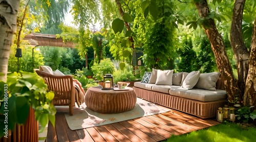 a place to relax in the garden with beautiful seating photo
