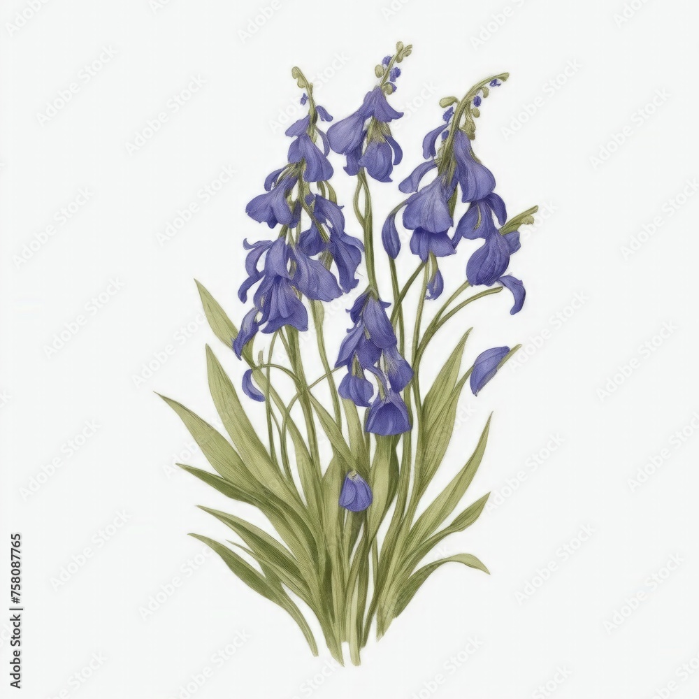 Obraz premium A Bluebell tattoo traditional old school bold line on white background