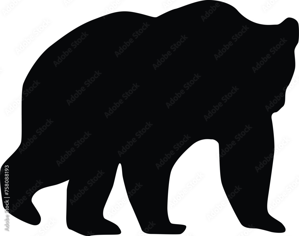 Silhouette of a grizzly bear illustration in vector - obrazy, fototapety, plakaty 