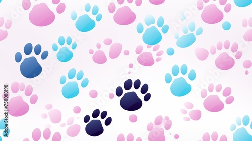  Pastel Cat Dog Paw Print Pattern