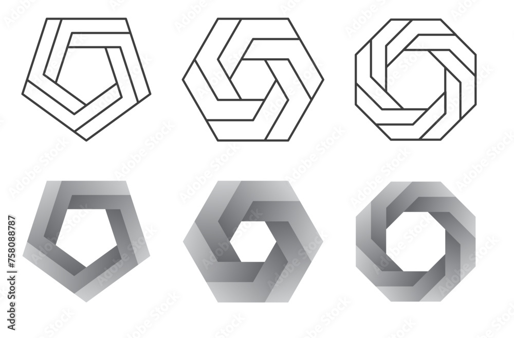 Abstract shape icons set isolated on white background. Vector illustration.