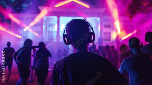 Silent Disco Event with Vivid Neon Lights