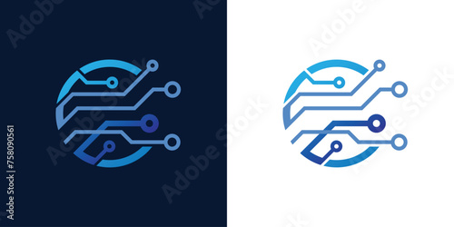 technology logo circle, abstract logo, internet icon	
