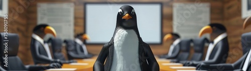 Penguin wearing a sleek suit