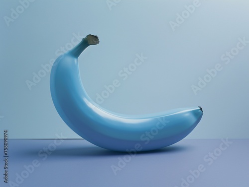 a blue banana on a blue surface