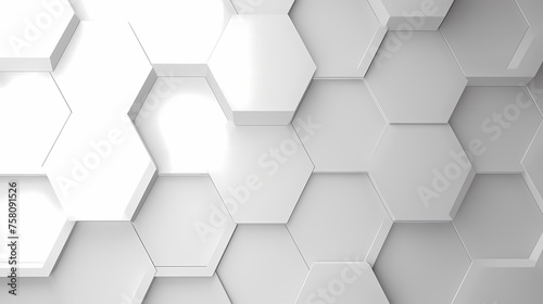 Abstract white background with hexagon pattern © Raffaza