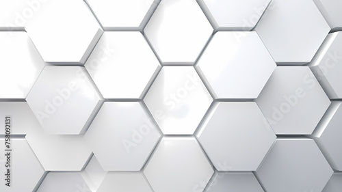 Abstract white background with hexagon pattern