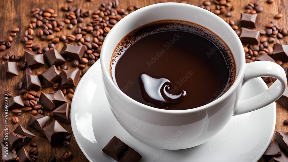 Fototapeta premium cup of coffee with beans