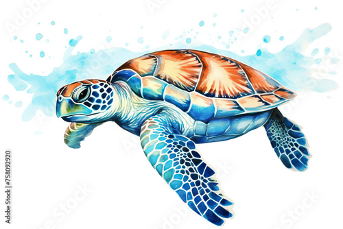 life sea watercolor background painting Sea watercolor sea turtle turtle isolated Big white
