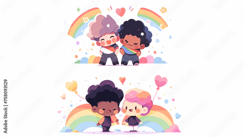 LGBT friend and couples with happiness and smile, Pride month , gay and lesbian relationship. Rainbow and Pride element with white background. LGBT friend and couples with happiness and smile, Pride month , gay and lesbian relationship. Rainbow and Pride element with white background.