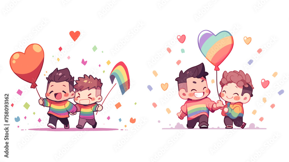 LGBT friend and couples with happiness and smile, Pride month , gay and lesbian relationship. Rainbow and Pride element with white background. LGBT friend and couples with happiness and smile, Pride month , gay and lesbian relationship. Rainbow and Pride element with white background.