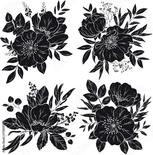 Black and white Florals bouquets.