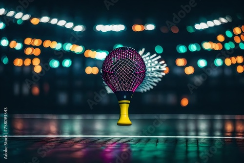 tennis racket and ball in dark background © Ayan