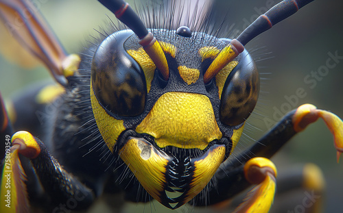 Wasp s head in close up. photo