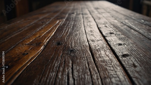 Empty wooden table, closeup
