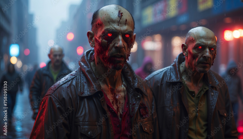 Zombies on a shopping street Zombies on a shopping street