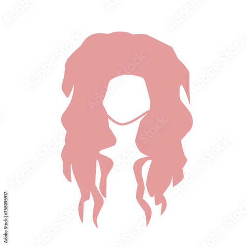 Beautiful wavy, red, blonde and pink hairstyles, vector illustration.