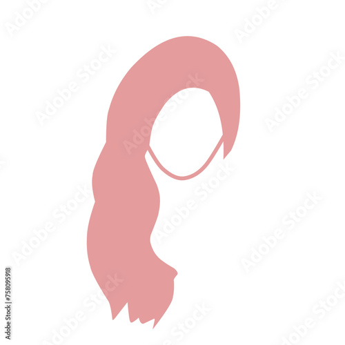 Beautiful wavy, red, blonde and pink hairstyles, vector illustration.