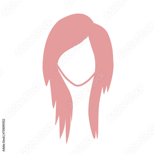 Beautiful wavy, red, blonde and pink hairstyles, vector illustration.
