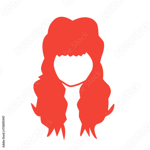 Beautiful wavy, red, blonde and pink hairstyles, vector illustration.