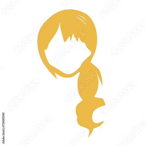 Beautiful wavy, red, blonde and pink hairstyles, vector illustration.