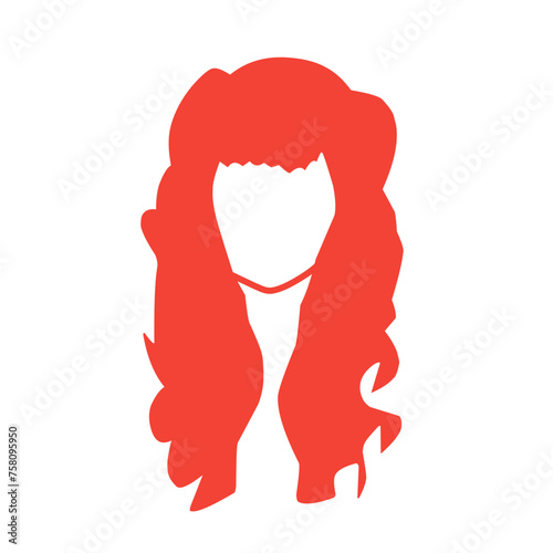 Beautiful wavy, red, blonde and pink hairstyles, vector illustration.