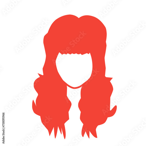 Beautiful wavy, red, blonde and pink hairstyles, vector illustration.