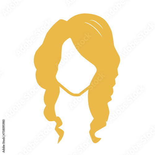Beautiful wavy, red, blonde and pink hairstyles, vector illustration.