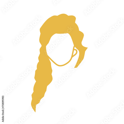 Beautiful wavy, red, blonde and pink hairstyles, vector illustration.