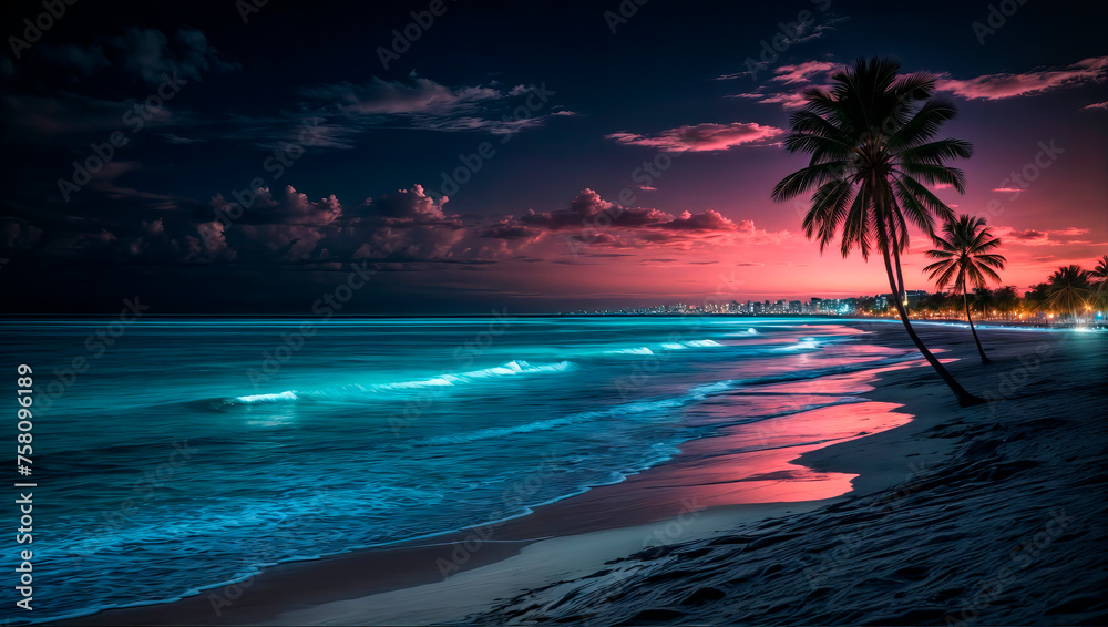 Beautiful tropical landscape at night