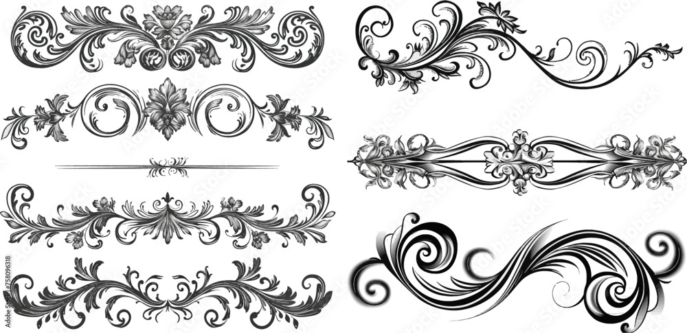 Ornament swirls calligraphy victorian flourishes lines vector Ornament swirls calligraphy victorian flourishes lines vector