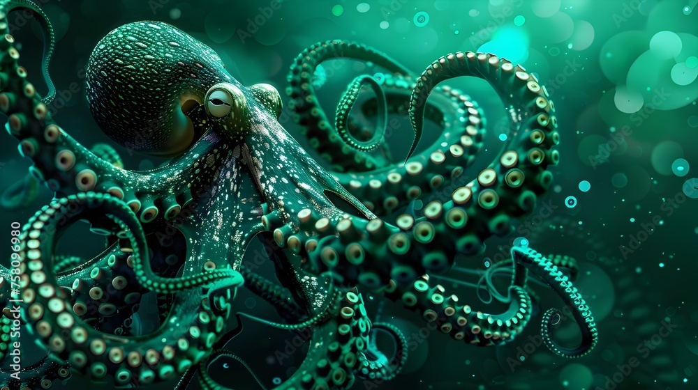 Majestic Underwater Octopus, Ideal for Marine Life Themes