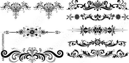 Flourishes collection of borders, vector