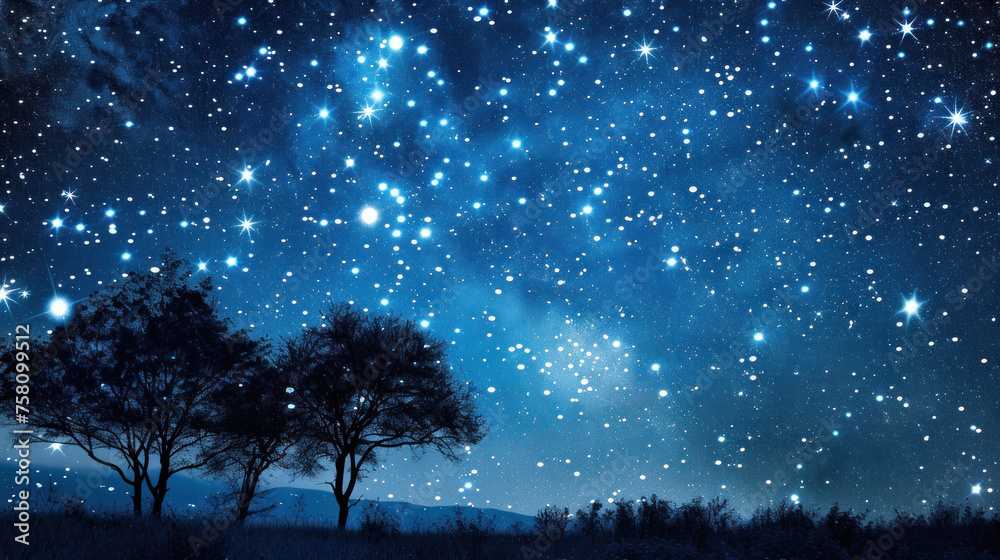 Night flickering starry clear sky. Cosmonautics Day. Astronomy Day. Telescope Day. Day of the Stars. Space Day. Astrophysicist's Day. International Asteroid Defense Day. Solar system day. Copy space
