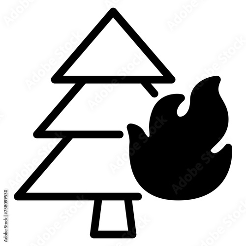 Wildfire disaster icon. forest tree bushfire vector symbol