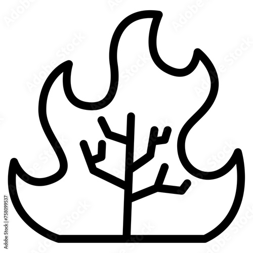 Wildfire disaster icon. forest tree bushfire vector symbol